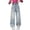 Blue, variant on Girls Fashionable Embroidered Denim Jeans With Decorative Bow Detail Comfortable Straight And Wide Leg Trousers For Casual Wear