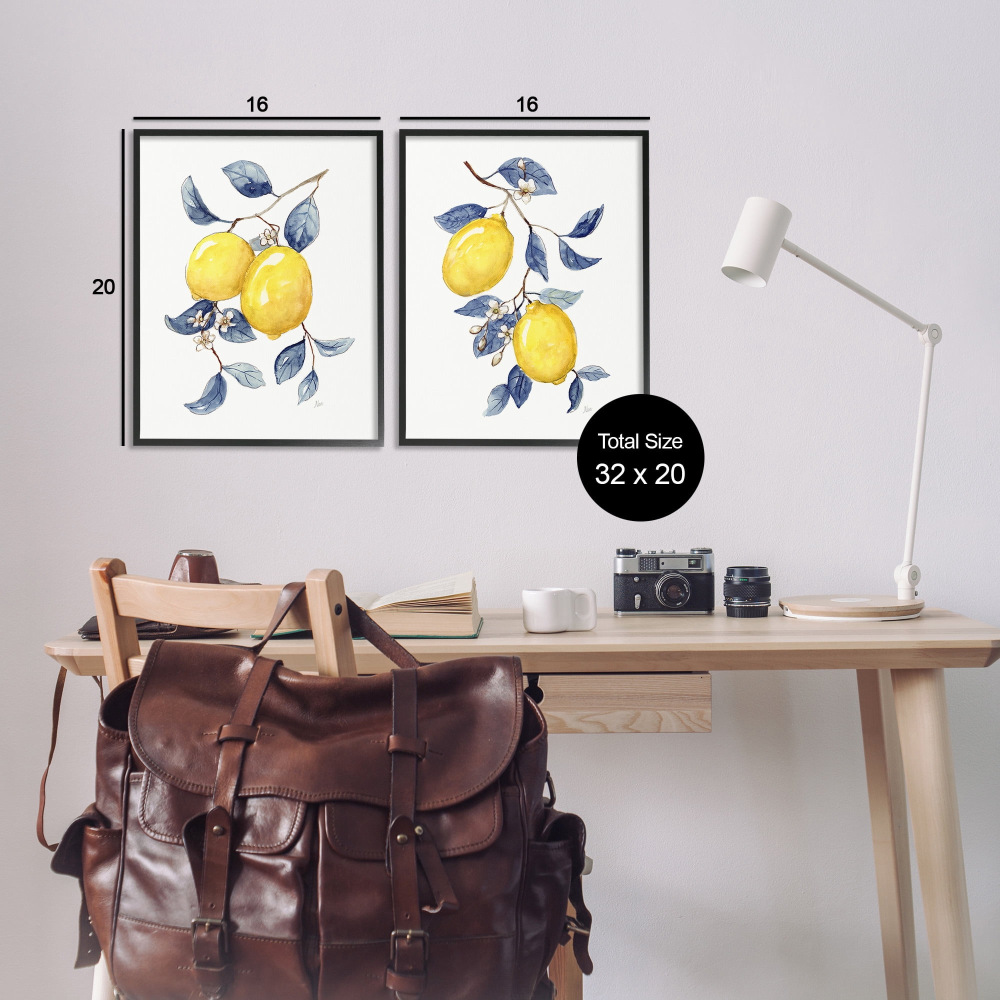 Stupell Industries Budding Lemon Blossoms Food & Beverage Painting Black Framed Art Print Wall Art, 16 x 20, Set of 2