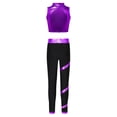 thumbnail image 2 of Alvivi Kids Girls Sport Outfits Gymnastics Dance Metallic Crop Tank Top with Leggings 2pcs Set Purple 6, 2 of 5