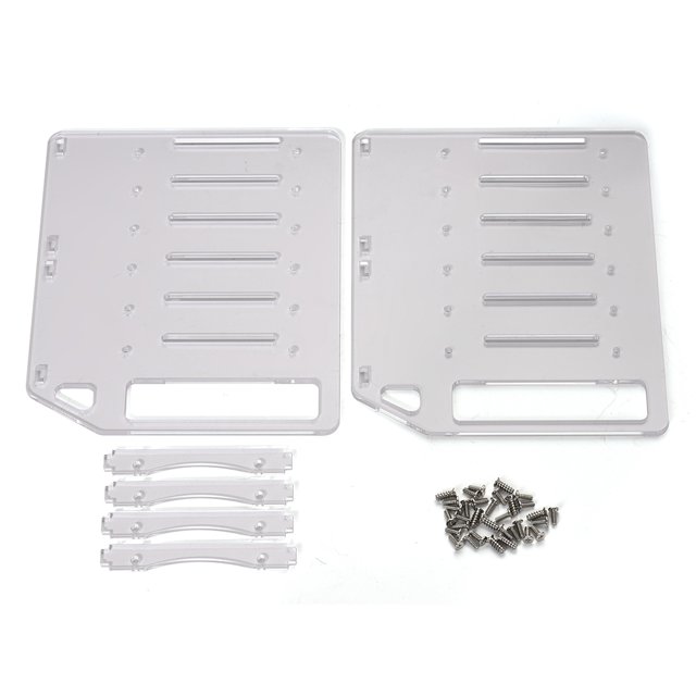 Transparent Acrylic Hard Drive Rack with 4-10 Bay Customization - DIY-Friendly Installation, Enhanced Cooling & Stability - Includes Side Panels, Fan Mounting Strip & Screws