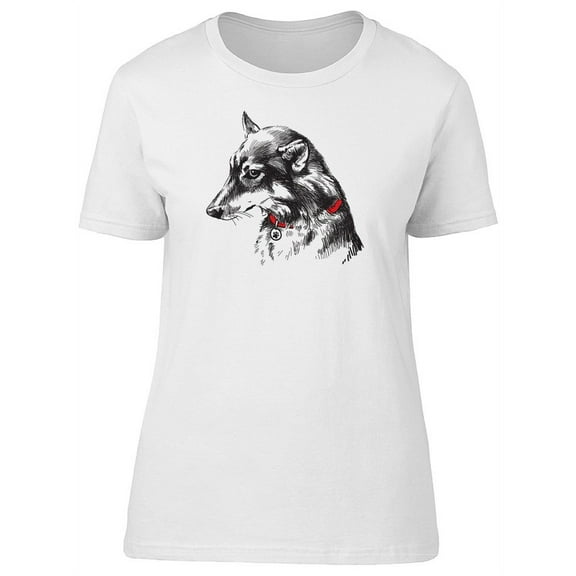 Cute Watercolor Dog Head Sketch T-Shirt Women -Image by Shutterstock, Female Medium