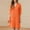Orange, variant on Amvng Womens Dresses Spring and Summer V-Neck Solid Cotton and Linen Casual Pocket Short Sleeved Dress S-3XL
