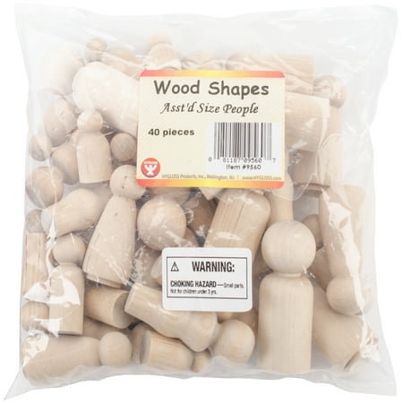 UPC: 0081187095607 | Hygloss Assorted Decorated Wooden People 1-1/8 – 2-3/8 in Tan Pack of 40