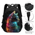thumbnail image 3 of Disketp Neon Spectrum Cat Portrait Print Travel Laptop Backpack, Laptops Backpack with USB Charging Port, Water Resistant Computer Bag Gift for Men & Women, 3 of 7