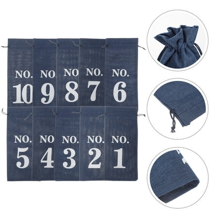 

WHAMVOX Linen Navy Drawstring Wine Bags for Storage with Elegant Appearance and Reusable Design 10Pcs