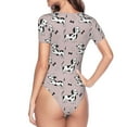 thumbnail image 4 of Daiia Dachshund Dog Puppy print Women's Crew Neck Short Sleeve Bodysuit Fashion Tops Fit Casual Basic Extender Bodysuit-Large, 4 of 9