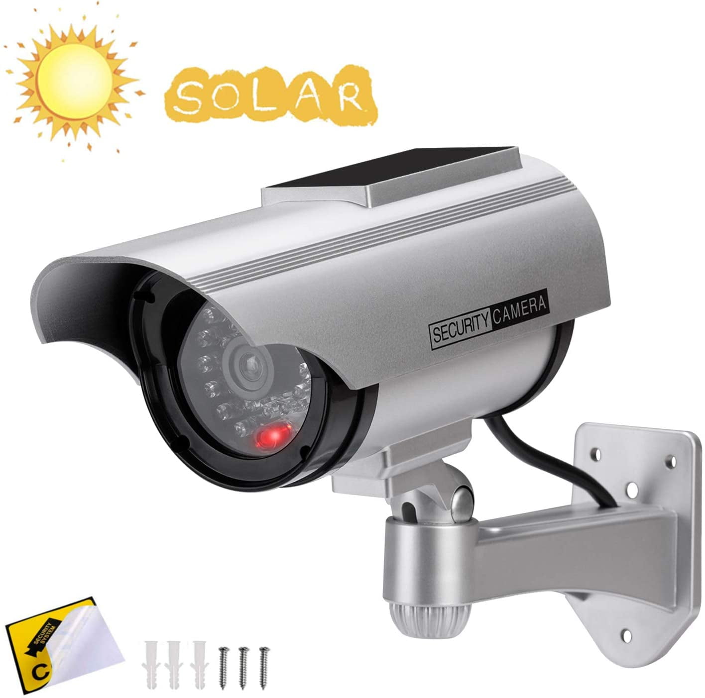AlfaView Dummy Security Camera Solar Powered Bullet Fake Surveillance