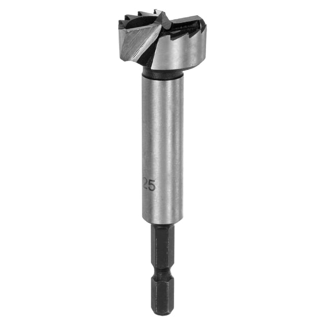 Broca Forstner Uxcell para Trabajos en Madera, 1in (25mm) Punta de Carburo Vástago Hexagonal Cortador de Bisagra para Abrir Agujeros en Madera