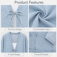 thumbnail image 4 of Cmtiyu Denim Jacket for Women, Long Sleeve Drawstring V Neck Open Front Washed Denim Jackets, Casual Loose Fit Outerwear Jacket with Pockets, S-3XL, 4 of 9