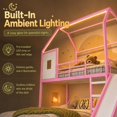 thumbnail image 5 of DTTRA Twin over Full Playhouse Metal Bunk Bed with Slide, Ladder, LED Light & Storage Cabinet, Pink, 5 of 9