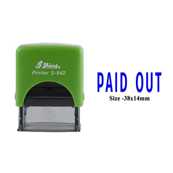 eloria-décor Paid Out Blue Ink Self Inking Rubber Stamp Office & Commercial Use Office Stationary, DESIGN07