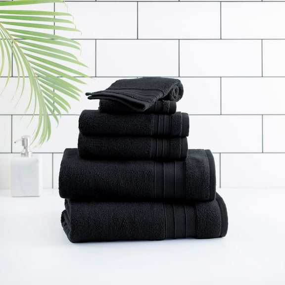 Ensemble de 6 serviettes de bain unies hometrends, noir