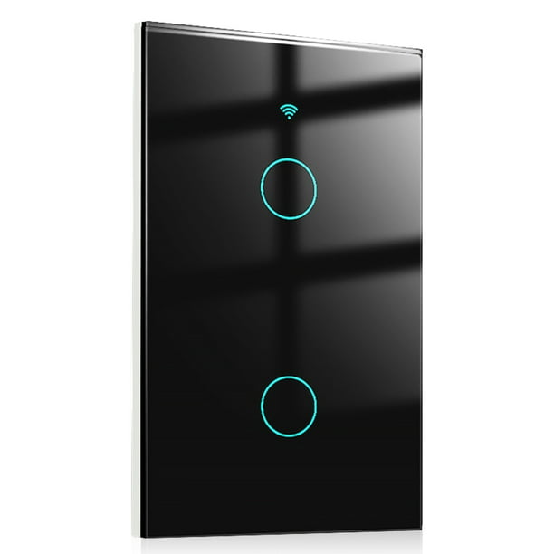 TUYA Smart Light Switch Cuenta regresiva Teléfono Móvil Lámpara de control remoto Interruptores de sala de estar Suministros Inteligentes Inicio Negro 2-Gang Advancent HA011723-05