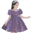 thumbnail image 5 of Girl Dresses Kids Cute Sequin Glitter Party Carnival Gown Princess Formal Dress Girls Holiday Dress Purple 6 Years-7 Years, 5 of 6