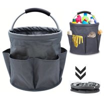 Cleaning Caddy with Handle, Cleaning Products Organizer, 17L Foldable Tool Bag, Storage Basket, Cleaning Supply Caddy, Portable Multi Cleaning Bucket Bag for Home, Garden, Picnic (Dark Grey)