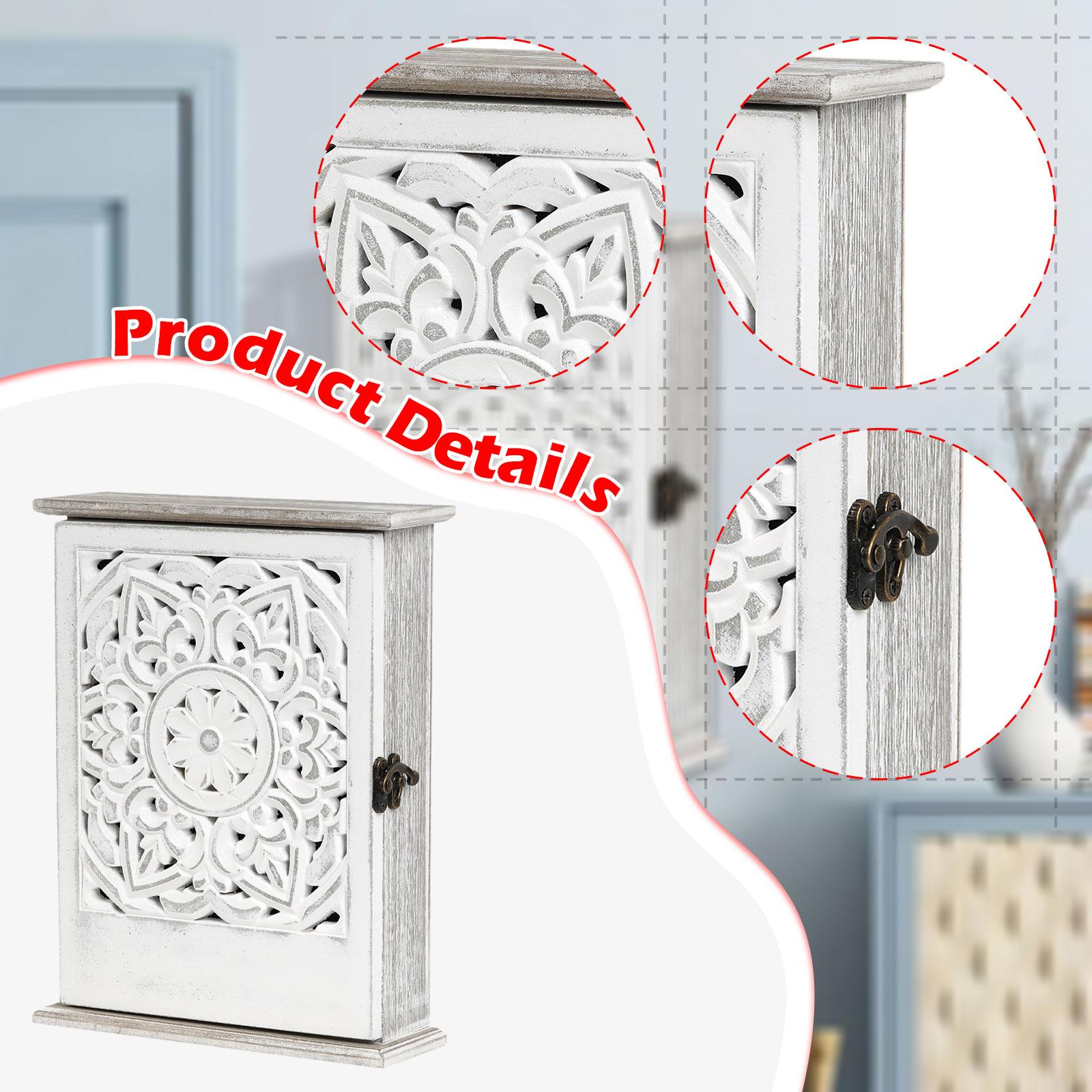 Key Box Key Holder Key Cabinet Solid Wood with 6 Hooks for Entryway Offices and Homes Decoration