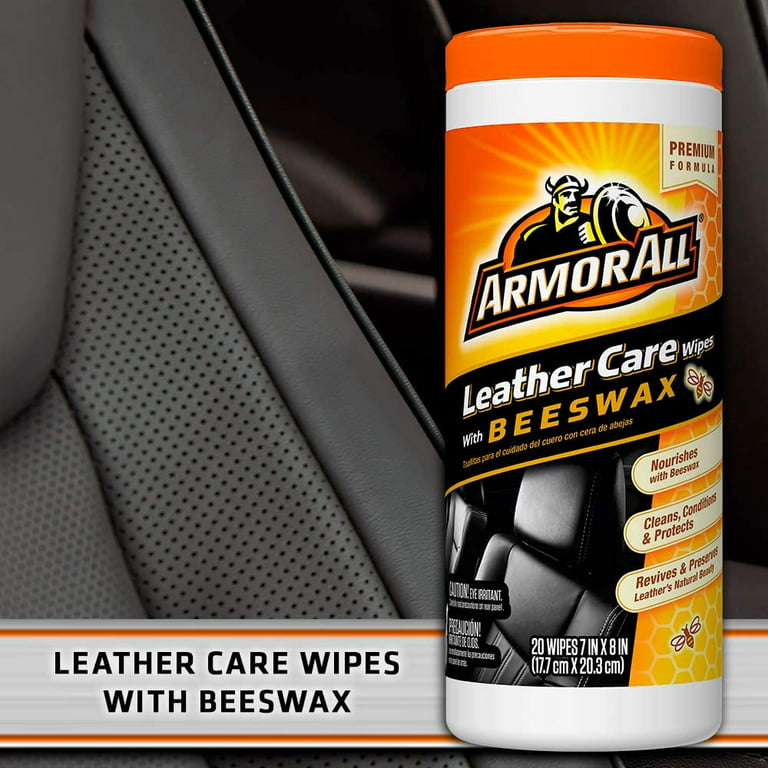 Armor All Leather Care Wipes with Beeswax, 20 Count (6-Pack