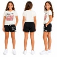 thumbnail image 2 of Real Love Girls Shorts Set Soft Breathable Knitted Short Sleeve Graphic Tees and Shorts 2 Piece, 2 of 7