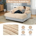 thumbnail image 3 of 65" Oversized Chaise Lounge Chair Indoor, Faux Rabbit Fur Upholstered Cloud Couch with Wood Frame, Deep Seat Sleeper Sofa Bed for Living Room, Champagne, 3 of 7