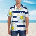 thumbnail image 4 of Bixox Men's Hawaiian Shirts Men's Daisy Striped Nautical Print Short-Sleeve Shirt-Medium, 4 of 8