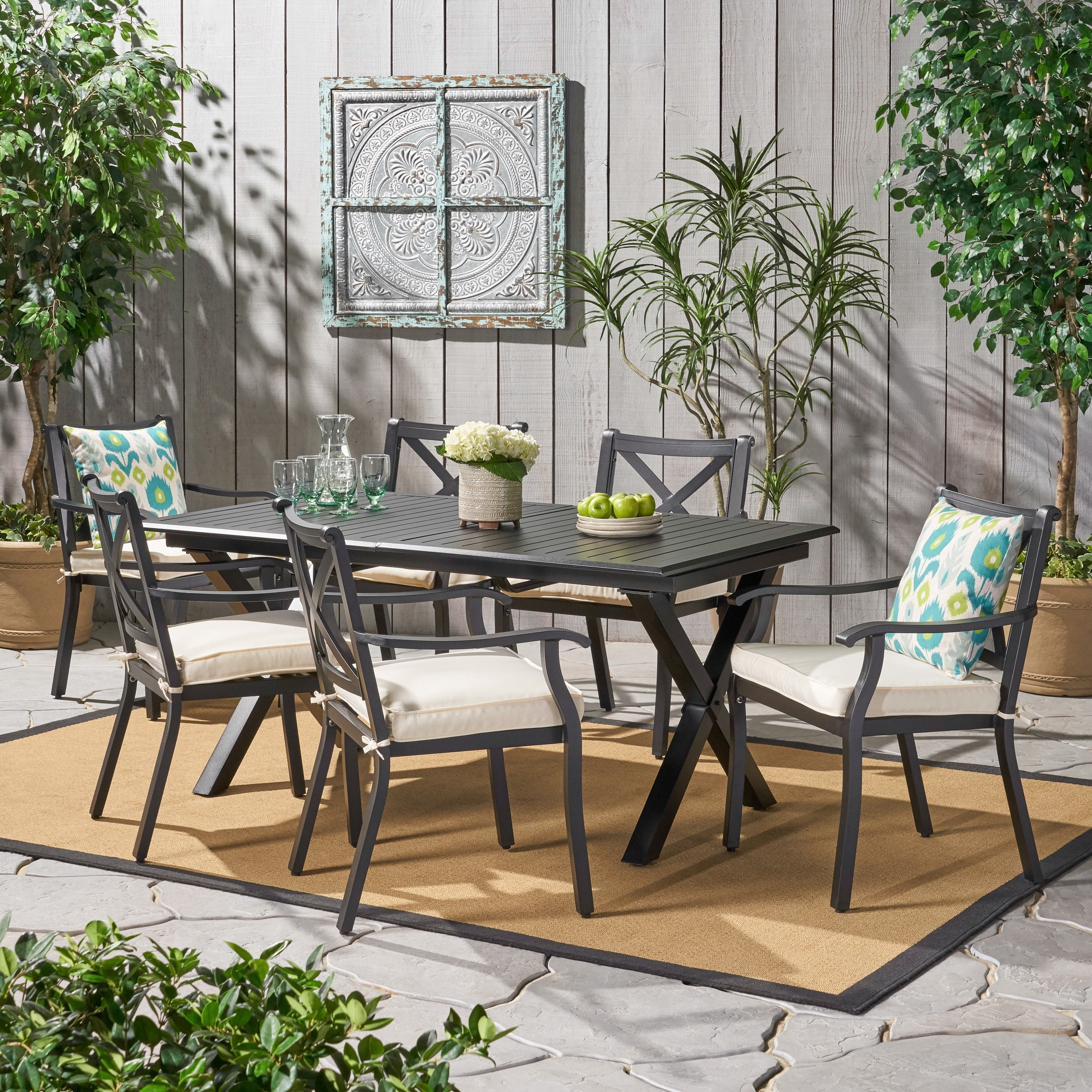 7 Piece Patio Dining Set Dining Outdoor Piece Patio Furniture Hanover