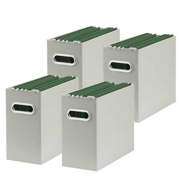 Organizador de archivos Oterri, paquete de 4 unidades, plegable, tamaño carta, gris
