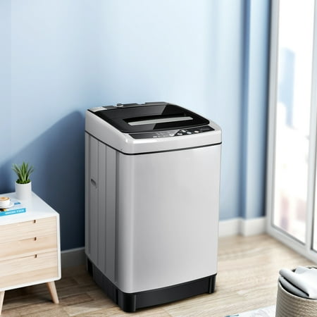 Gymax Capacity 11 lbs. Compact Full-Automatic Washing Machine Laundry Washer, Gray