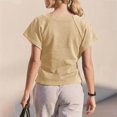 thumbnail image 5 of WMQPNNS Womens Short Sleeve Tee Tops Crewneck Sweatshirt Tie Front Casual 2026 Trendy Fashion T Shirt Summer Tops for Women, Size 2XL, Khaki, 5 of 5