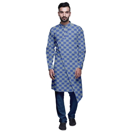 

Atasi Designer Kurta Pajama For Men Printed Angrakha Kurta Set Summer Clothing