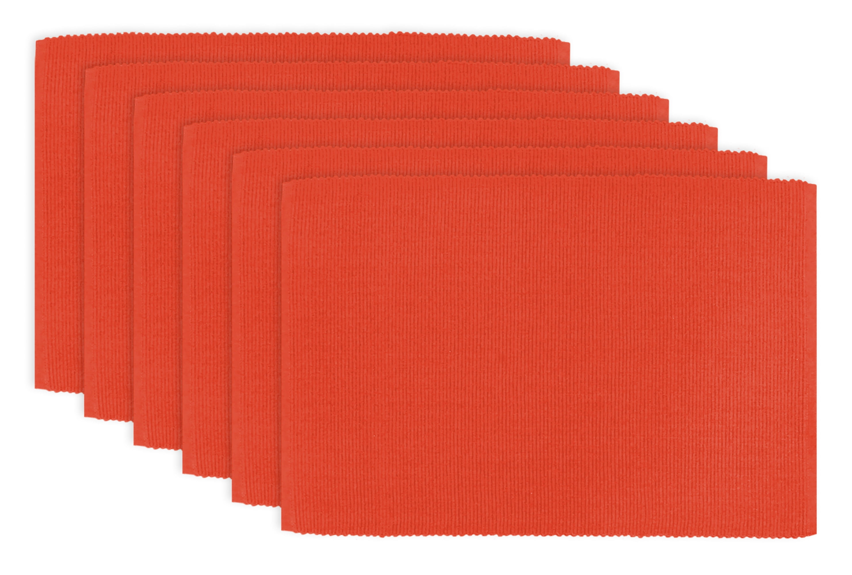 DII Ribbon Red Ribbed Placemat (Set of 6), 19"x13", 100 Cotton