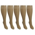 thumbnail image 1 of 5 Pair Nude Sheer Large/X-Large Ladies Compression Socks, Moderate/Medium Graduated Compression 15-20 mmHg. Nurses, Work, Therapy, Travel & Flight Knee-High Hosiery., 1 of 4