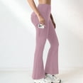 thumbnail image 2 of Yoga Flare Leggings for Women High Waisted Yoga Casual Pants Workout Leggings Cargo with Pockets Bootcut Pants Pink L, 2 of 6