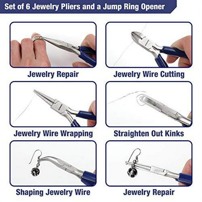  WORKPRO 5-piece Jewelry Pliers, Jewelry Tools Kit Includes  Round Nose Pliers, Jewelry Wire Cutters, Needle Nose Chain Nose Pliers for  Jewelry Making, Pointed Tweezers, Curved Tweezers, with Case : Arts, Crafts