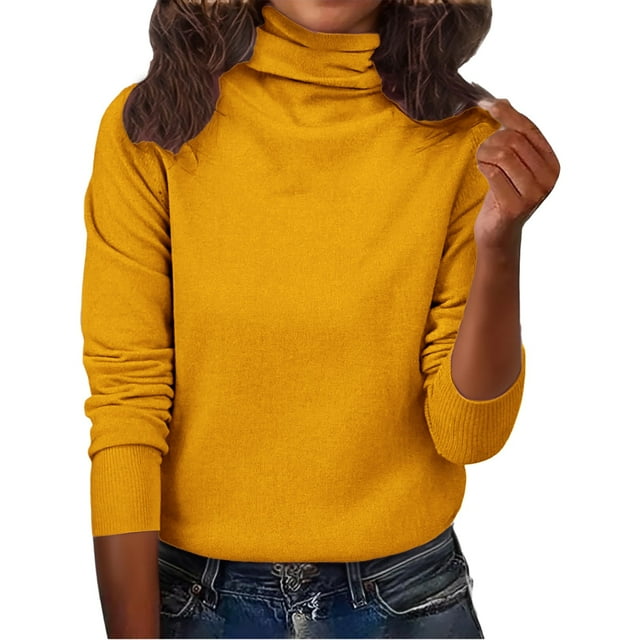 Chandail pour Femmes Automne/hiver Col Roulé Chandail Femme Col Montant Chandail Ajusté, Chandail pour Femmes TTG