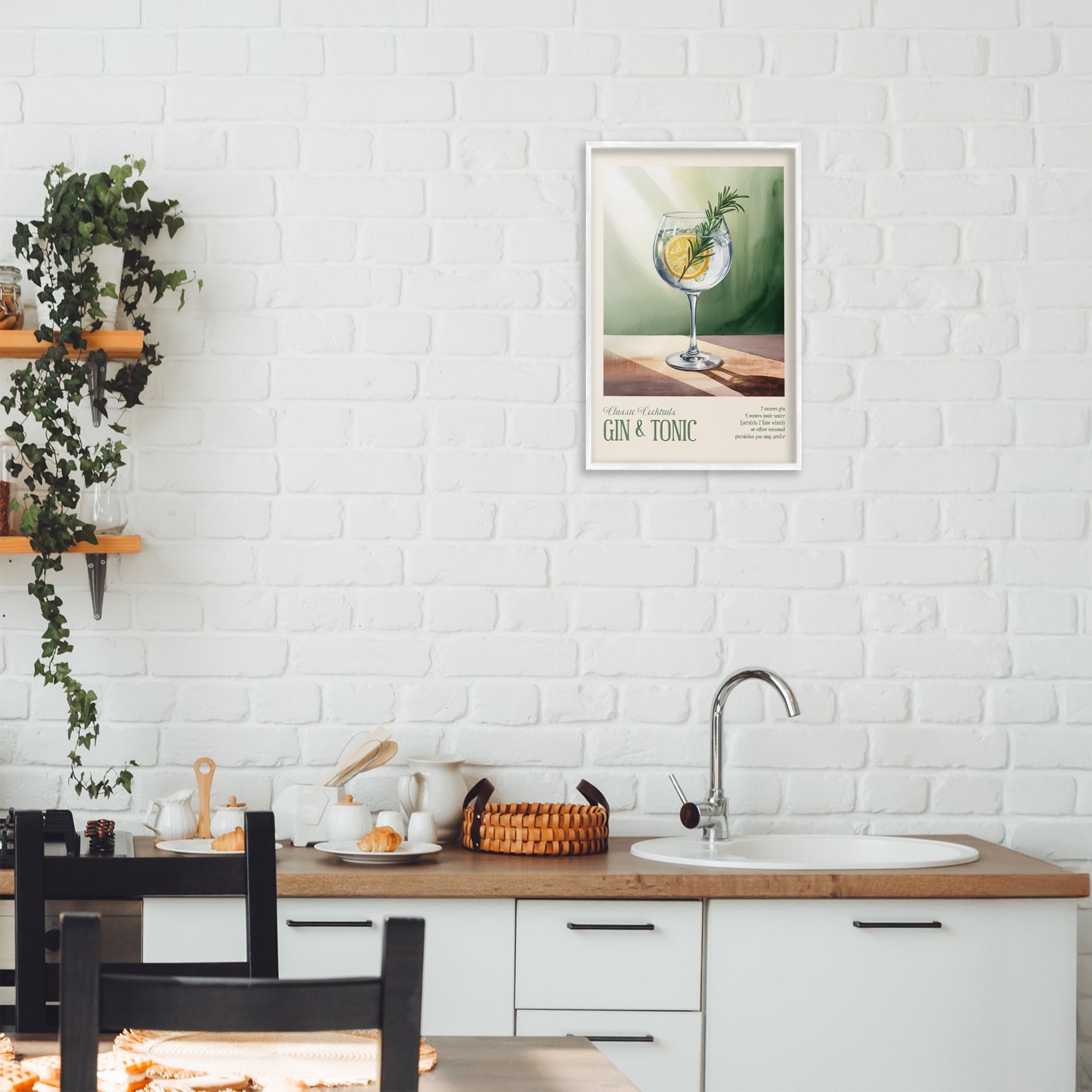 Stupell Industries Gin & Tonic Sun Rays White Framed Giclee Art, design by Andreas Magnusson