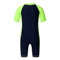 thumbnail image 2 of Jowowha Unisex Boys/Girls Zippered Thermal Shorty Wetsuit UV Sun Protection Rash Guard Set Swimwear Navy Blue&Fluorescen 12, 2 of 7