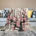 thumbnail image 2 of COMIO Exquisite Gifts Floral Spring Sakura Cherry Blossom Butterflies in Traditional Japanese Flower Flannel Blanket White, 2 of 6