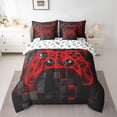 thumbnail image 2 of Castle Fairy Red Video Game Bedding Comforter Set,Abstract Gamepads Full Bedding Set, 2 of 8