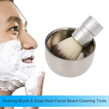 Men's Shaving Brush with Soap Bowl Cream Mug Barber Salon Men Facial Beard Cleaning Tools (Best Shaving Cream For Brush)