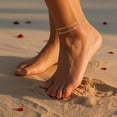 thumbnail image 2 of czcpp-Dainty Layered Gold Ankle Bracelets for Women Waterproof - 14K Gold Plated Link Chain Anklets Non Tarnish Set Pack Summer Beach Jewelry Gift for Women Teen, 2 of 4