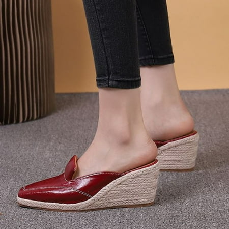 

NECHOLOGY Sandals for Women Thong with Strap Summer Heel Fisherman Shoes Pointed Toe Fisherman Double Buckle Sandals for Women Red 8.5