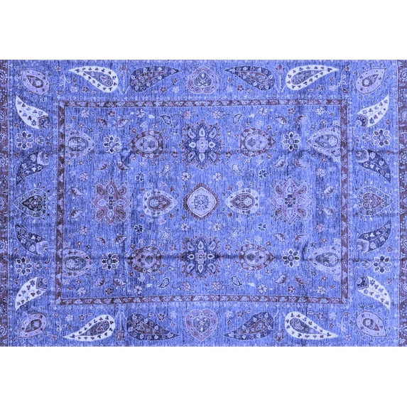 Ahgly Company Machine Washable Indoor Rectangle Abstract Blue Modern Area Rugs, 2' x 3'