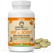 Makondo Pets Hip and Joint Supplement with Glucosamine for Dogs, Turmeric, Chondroitin, MSM, Vitamins, Fish Oil and Natural Boswellia - Get the Best Joint Supplement for Dogs - 60 Flavored Tablets