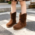 thumbnail image 2 of Otqutp Kids Mid Calf Boots for Girls aux Suede Ruched Tall Boots with Pull Tabs Soft Flat Non Slip Rubber Sole Boots Autumn Winter Outdoor Wear, 2 of 9