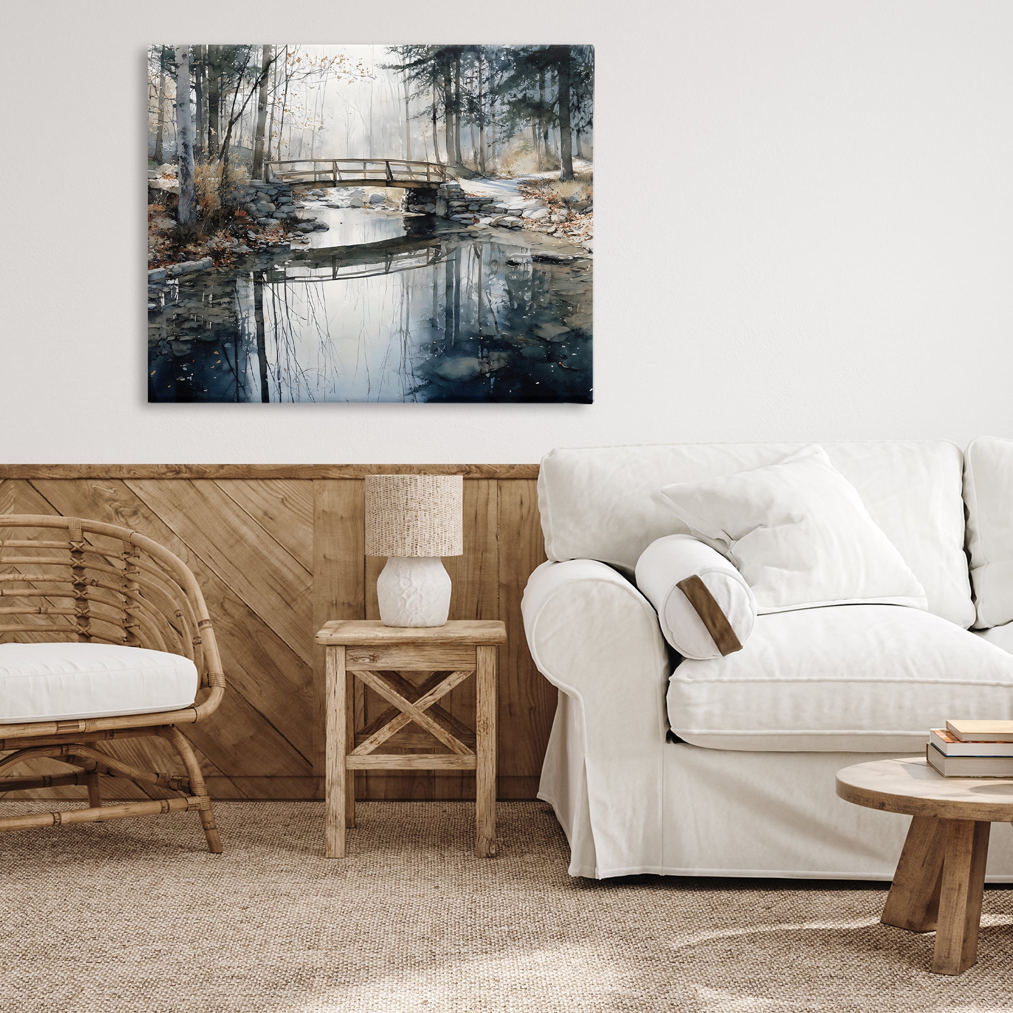 Stupell Industries Stone Bridge over Stream Canvas Wall Art, design by Franklyn Gregory