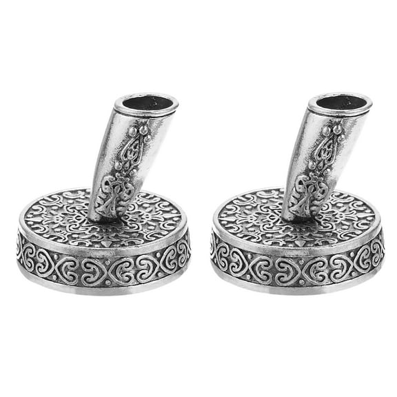 Uxcell 2 Pieces Vintage Round Metal Pen Holder, Insertion Pen Stand Desktop Pens Base for Office Supplies, Silver Tone