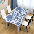 thumbnail image 7 of Blue White Floral Rectangle Tablecloth, Dust Proof Anti Wrinkle Wipeable Table Cloth Tabletop foration of Dinner Kitchen Wedding Holiday Party 60"x120" Decor Gift, 7 of 7