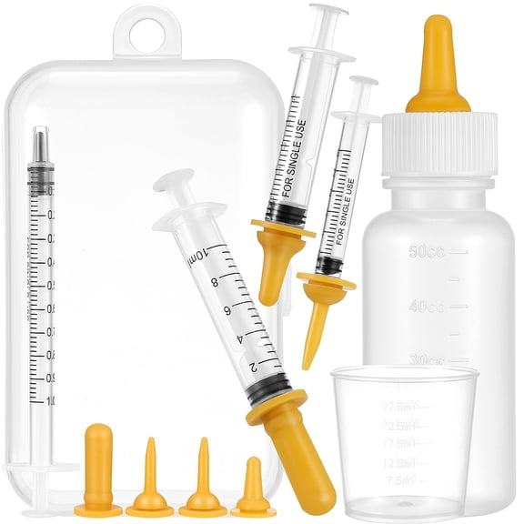 1 Set Kitten Bottles Bottle Feeding Kit Feeding Injector Nipples for Kittens Puppies Squirrels