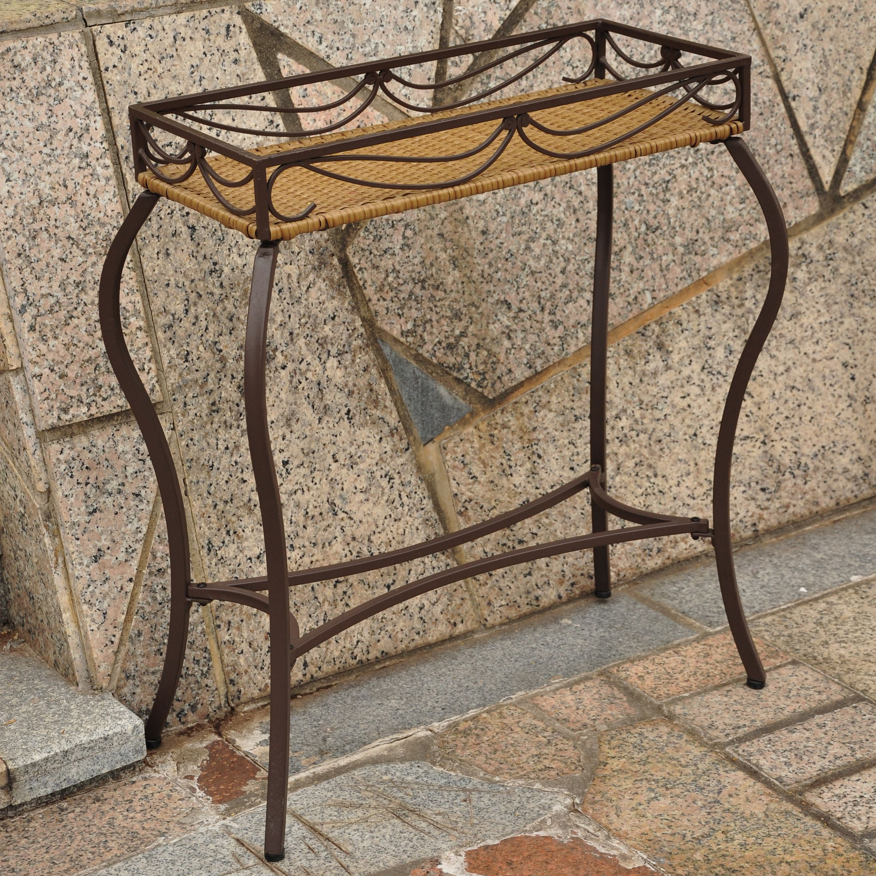 International Caravan Valencia Wicker Resin Outdoor Rectangular Plant Stand by International Caravan