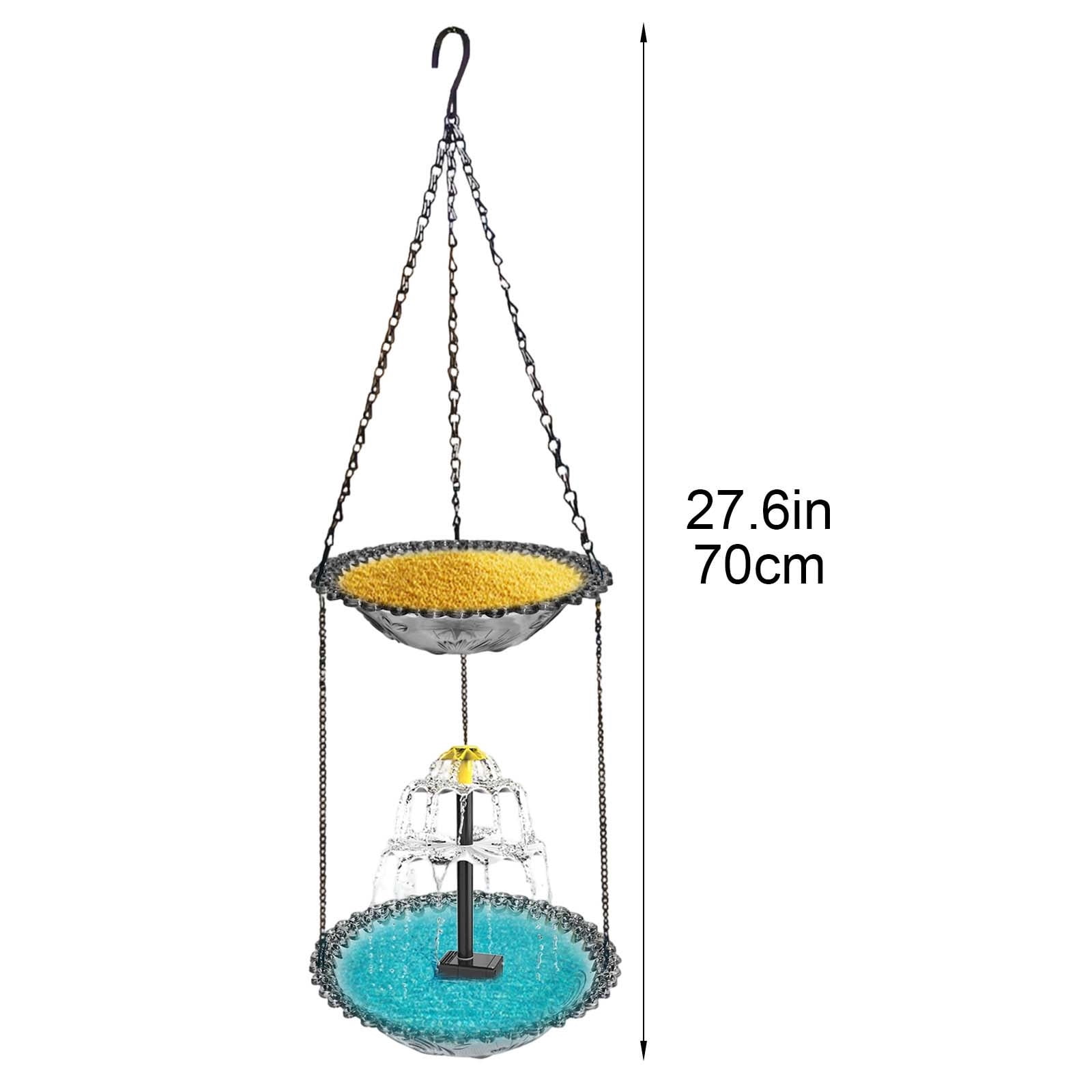 2026 New Solar Cascade Hanging Bird Bath Fountain, Solar Bird Bath Fountains, Hummingbird Water Fountain with Solars Pump & Glass Bowl for Garden Yard Patio Backyard Decoration